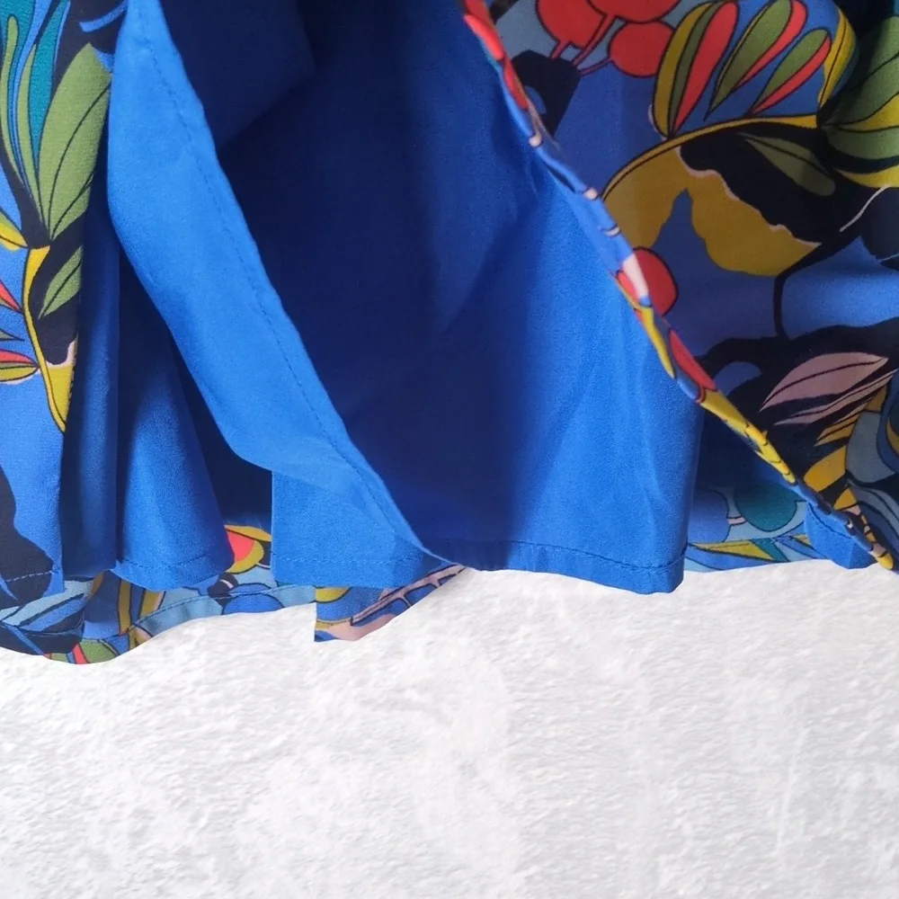 J. Crew Mercantile Blue Colorful Botanical Knee‎ Length Dress Size 8